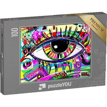 Puzzle puzzle 100 dílků „Lidské oko, abstraktní malba“