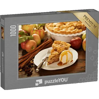 Puzzle puzzle „Lahodná pochoutka, čerstvý jablečný koláč s vanilkovou zmrzlinou“