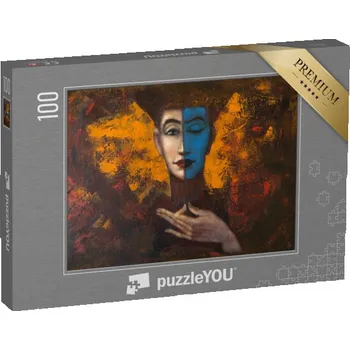 Puzzle puzzle 100 dílků „Portrét dívky, originální olejomalba na plátně“
