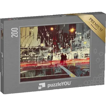 Puzzle puzzle 200 dílků „Noční scéna moderního města, ilustrace“