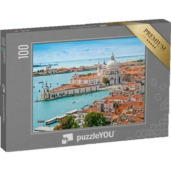 Puzzle puzzle 100 dílků „Letecký pohled na baziliku Santa Maria della Salute v Benátkách, Itálie“