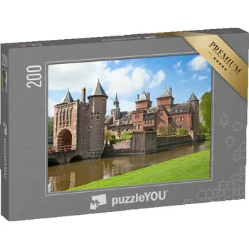 Puzzle puzzle 200 dílků „Krásný hrad De Haar u Utrechtu, Holandsko“