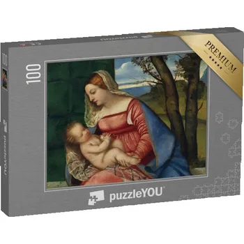 Puzzle puzzle 100 dílků „Madona s dítětem, olej na plátně, Tizian, 1508“