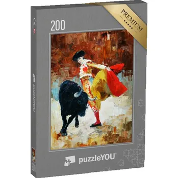 Puzzle puzzle 200 dílků „Španělské býčí zápasy, olejomalba“