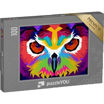 Puzzle puzzle 100 dílků „Barevná sova, pop art styl, ilustrace“