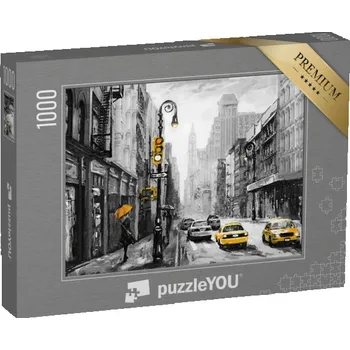 Puzzle puzzle „Pohled na ulici v New Yorku, olejomalba“