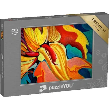 Puzzle puzzle 48 dílků „Květinová malba olejem na plátně, ilustrace“