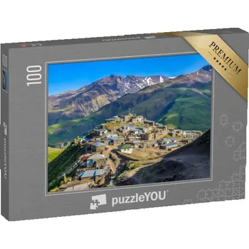 Puzzle puzzle 100 dílků „Horská vesnice Xinaliq na Vysokém Kavkaze, Ázerbájdžán“