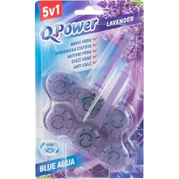 WC čistič Q-Power Tuhý WC závěs Blue Aqua Lavender 2 x 40g