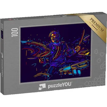 Puzzle puzzle 100 dílků „Hudebník s bicími, rock“