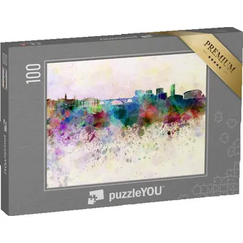 Puzzle puzzle 100 dílků „Panorama Lucemburku, akvarel“