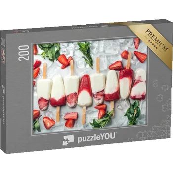 Puzzle puzzle 200 dílků „Jahodová a jogurtová zmrzlina s mátou“