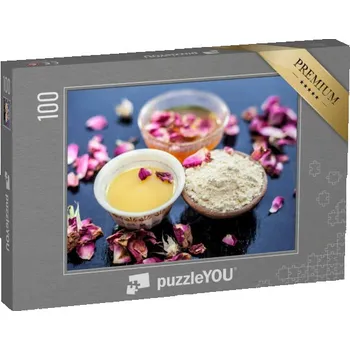 Puzzle puzzle 100 dílků „Přírodní kosmetika, zklidňující bylinná maska na obličej“