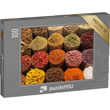 Puzzle puzzle 100 dílků „Koření a bylinky na trhu v Maroku“
