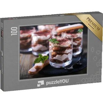 Puzzle puzzle 100 dílků „Italský dezert, čerstvé tiramisu ve sklenici“