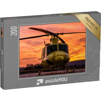Puzzle puzzle 200 dílků „Vrtulník při nádherném západu slunce“