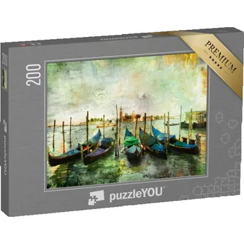 Puzzle puzzle 200 dílků „Gondoly, olejomalba“