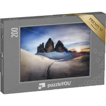 Puzzle puzzle 200 dílků „Zimní ráno na Třech vrcholech, Dolomity, Itálie“