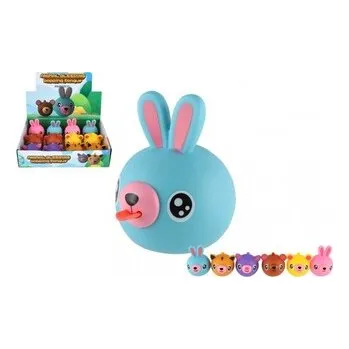 plyšák Zvířátko pískací s jazykem gumové 6cm 6 druhů 12ks v boxu - 1 ks