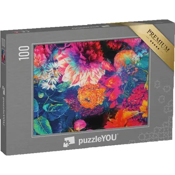 Puzzle puzzle 100 dílků „Textilní květiny“