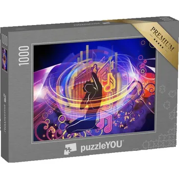 Puzzle puzzle „Aranžmá dívčích siluet, noty, tanec“