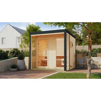 Sauna KARIBU HOLZTECHNIK finská sauna KARIBU ARES 2 (260) natur / antracit LG4518