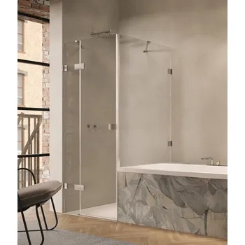 Hüppe Solva bezrám Křídlové dveře s pevným segmentem a zkrácenou boční stěnou na míru