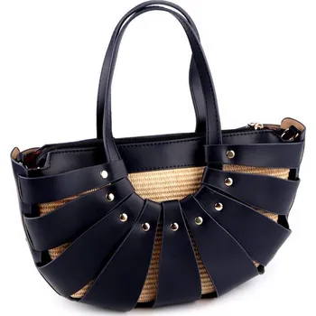 Kabelka Letní kabelka se slámovou strukturou 35x20 cm 5 modrá pařížská