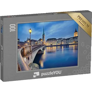 Puzzle puzzle 100 dílků „Pohled na noční Curych, Švýcarsko“