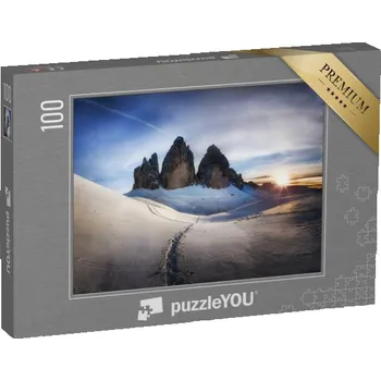 Puzzle puzzle 100 dílků „Zimní ráno na Třech vrcholech, Dolomity, Itálie“