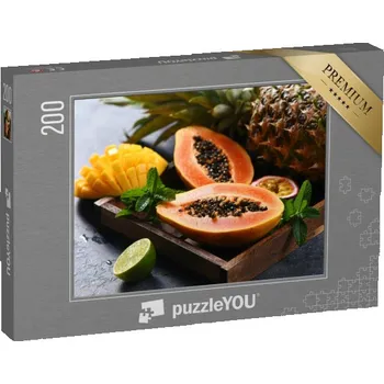Puzzle puzzle 200 dílků „Papája, sladké zralé čerstvé tropické ovoce“