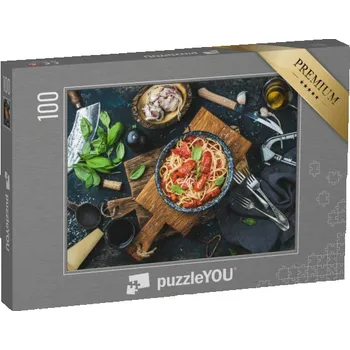 Puzzle puzzle 100 dílků „Italský styl: těstoviny, špagety s rajčaty a bazalkou“