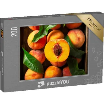 Puzzle puzzle 200 dílků „Lahodné broskve v dřevěné bedně“