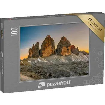 Puzzle puzzle 100 dílků „Tři vrcholy při západu slunce, Trentino, Jižní Tyrolsko“