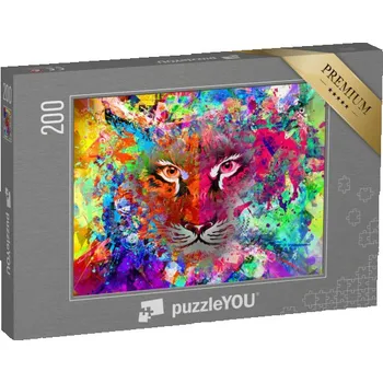 Puzzle puzzle 200 dílků „Světlé abstraktní pozadí s tygrem“