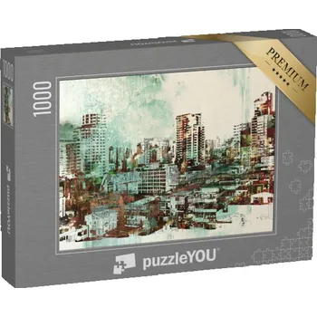 Puzzle puzzle „Krajina města s abstraktními texturami, ilustrace“