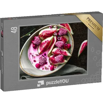 Puzzle puzzle 48 dílků „Snídaňová mísa s jogurtem, čerstvými fíky a mraženými bobulemi“