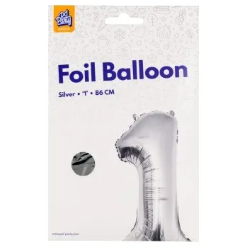 Balónek PD Party Fóliový balónek č. 1 stříbrná, 86cm