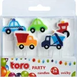 Toro Svíčka zapichovací, autíčko, 5ks, 2,5x2,2x0,8cm