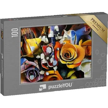 Puzzle puzzle 100 dílků „Kytice květin, kubismus, malování pastelem“