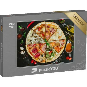 Puzzle puzzle 48 dílků „Různé plátky velké pizzy“