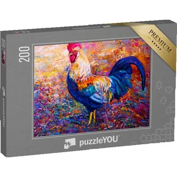 Puzzle puzzle 200 dílků „Kohout, umění, olejomalba na plátně“
