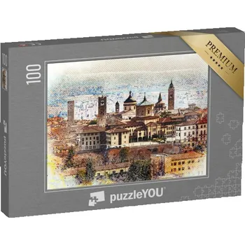 Puzzle puzzle 100 dílků „Horní historické centrum Bergama, skica tužkou“