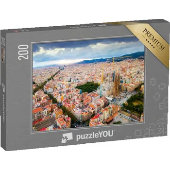 Puzzle puzzle 200 dílků „Letecký pohled na panorama Barcelony, Španělsko“