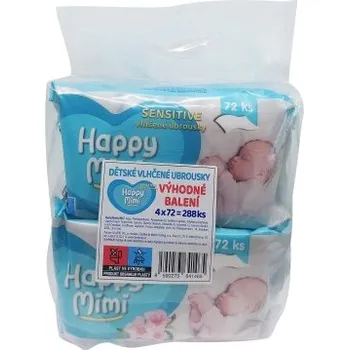 Dětský vlhčený ubrousek Happy Mimi Dětské vlhčené ubrousky Sensitive 4 x 72 ks