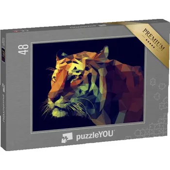 Puzzle puzzle 48 dílků „Low-poly design, tygří ilustrace“