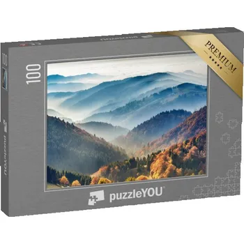 Puzzle puzzle 100 dílků „Malebný Černý les: Hory v mlze, Bádensko-Württembersko, Německo“