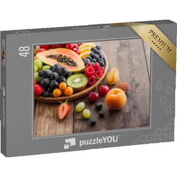 Puzzle puzzle 48 dílků „Mísa čerstvého ovoce s různými druhy lahodného ovoce“