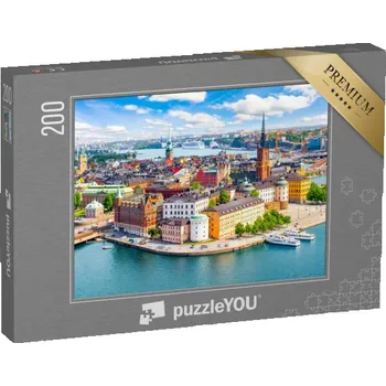 Puzzle puzzle 200 dílků „Pohled na staré centrum Stockholmu, Švédsko“