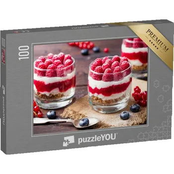 Puzzle puzzle 100 dílků „Malinový dezert, tvarohový koláč“